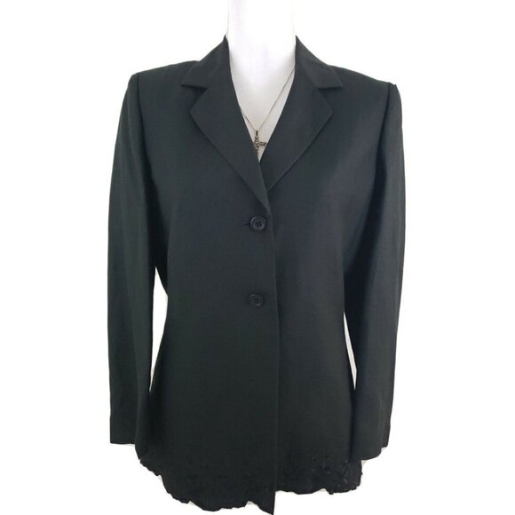 Kasper ~Woman Size 4~ Black Linen Blend Jacket Blazer Lined, Embroidered NWOT - Picture 7 of 12